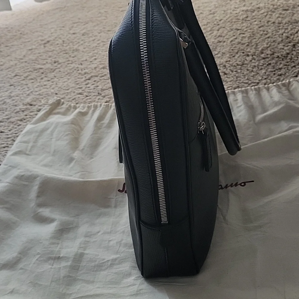 Salvatore Ferragamo Black Leather Laptop Bag